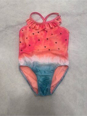 Jumping Beans Pink to Blue Ombre Heart Ruffle One-Piece Swimsuit